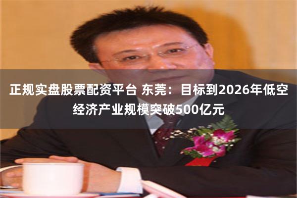 正规实盘股票配资平台 东莞：目标到2026年低空经济产业规模突破500亿元