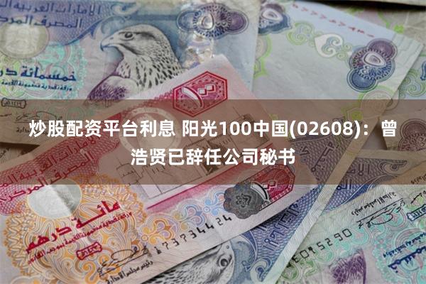 炒股配资平台利息 阳光100中国(02608)：曾浩贤已辞任公司秘书